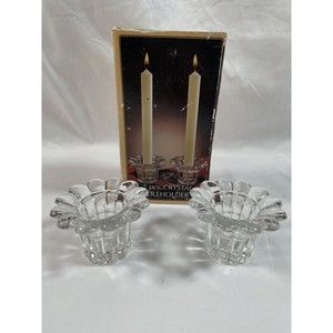 New in box Borgonovo Queen 2pc Glass Candleholder Set made in Italy